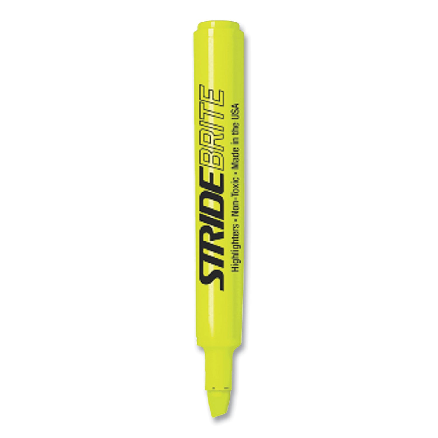 StrideBrite Tank Highlighter, Fluorescent Yellow Ink, Chisel Tip, Yellow Barrel, 12/Box (42005)