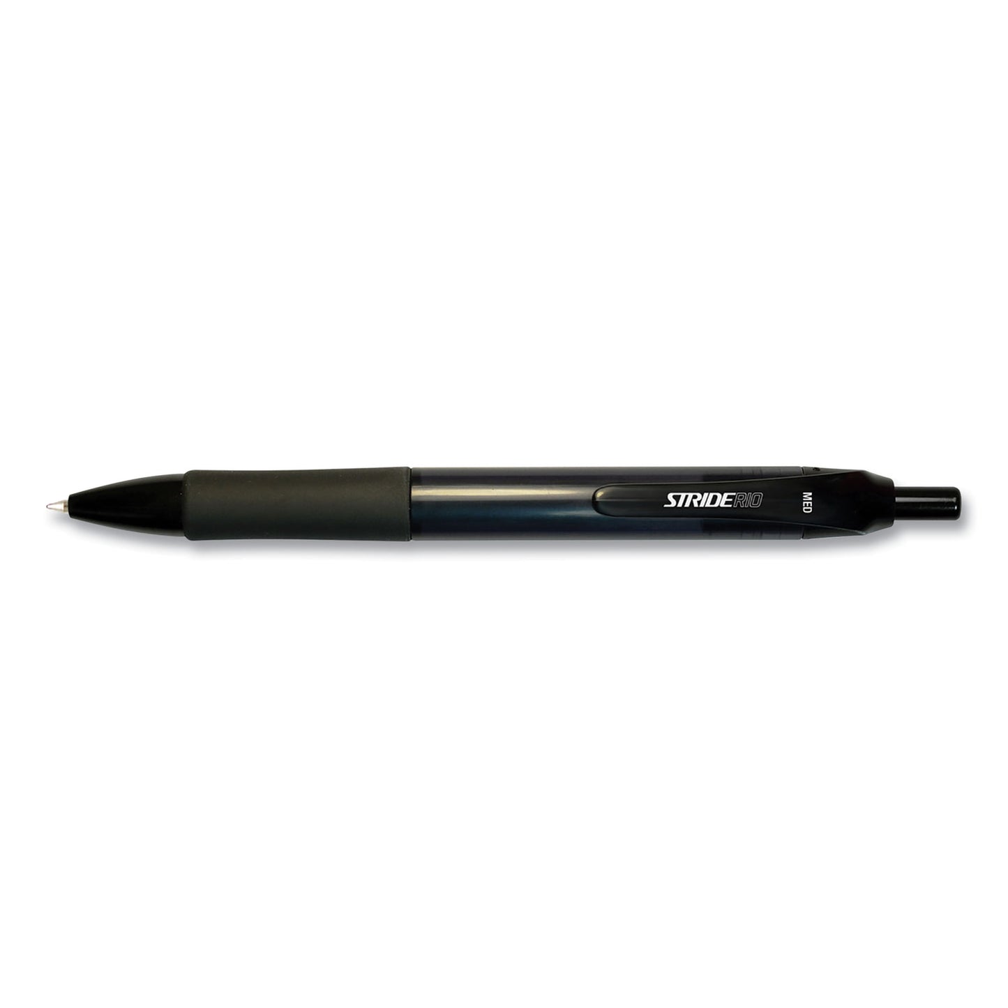 StrideRio Gel Pen, Retractable, Medium 0.7 mm, Black Ink, Translucent Black Barrel, 12/Box (52001)