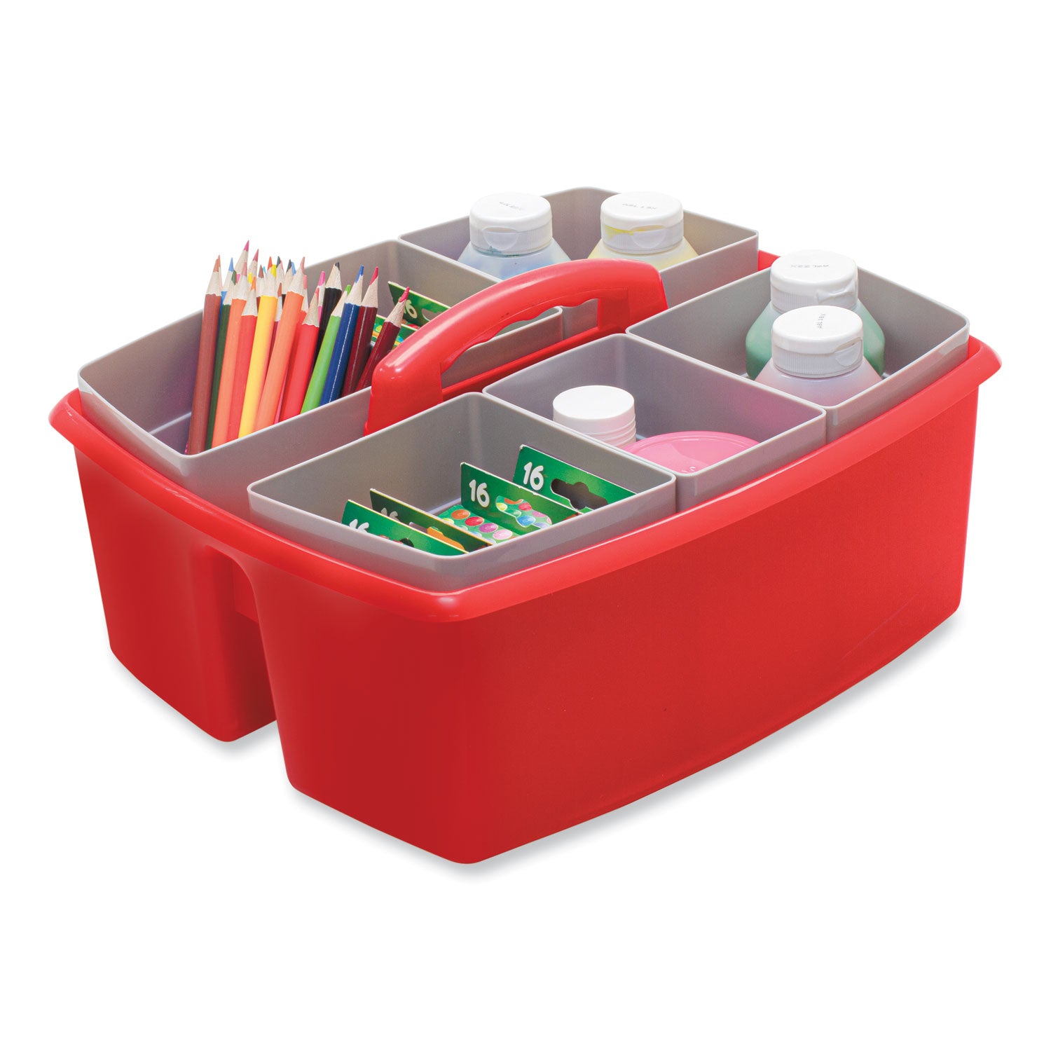 Storex Large Caddy with Sorting Cups, Red, 2/Carton (00981U02C)