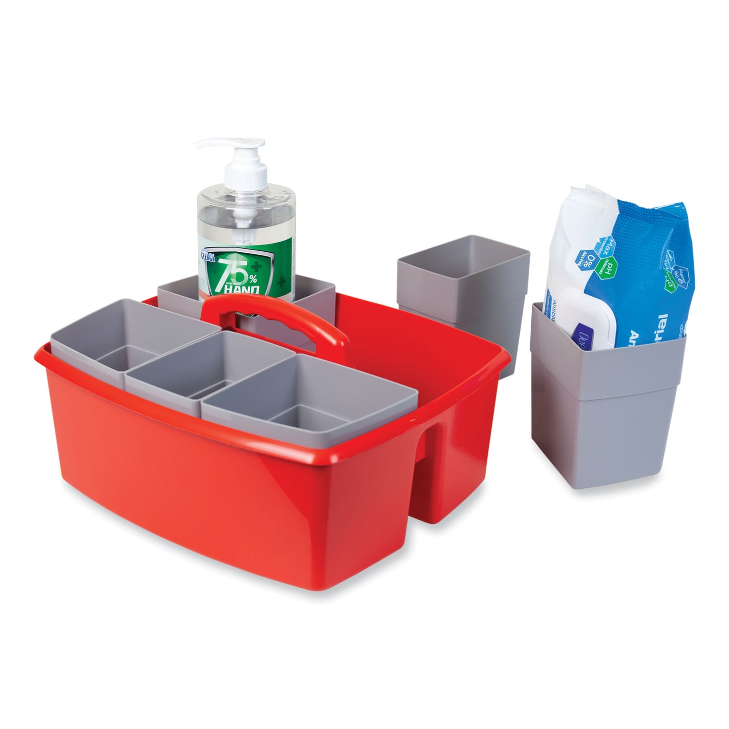 Storex Large Caddy with Sorting Cups, Red, 2/Carton (00981U02C)