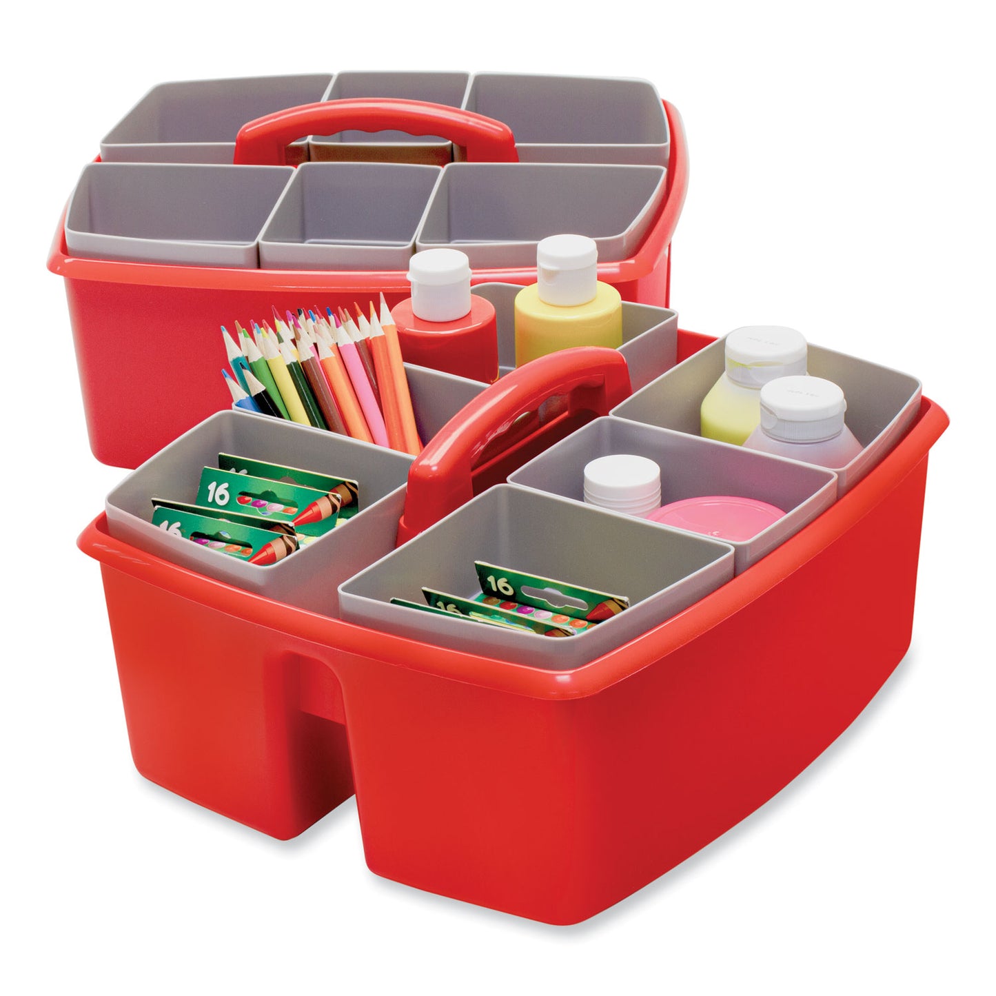 Storex Large Caddy with Sorting Cups, Red, 2/Carton (00981U02C)