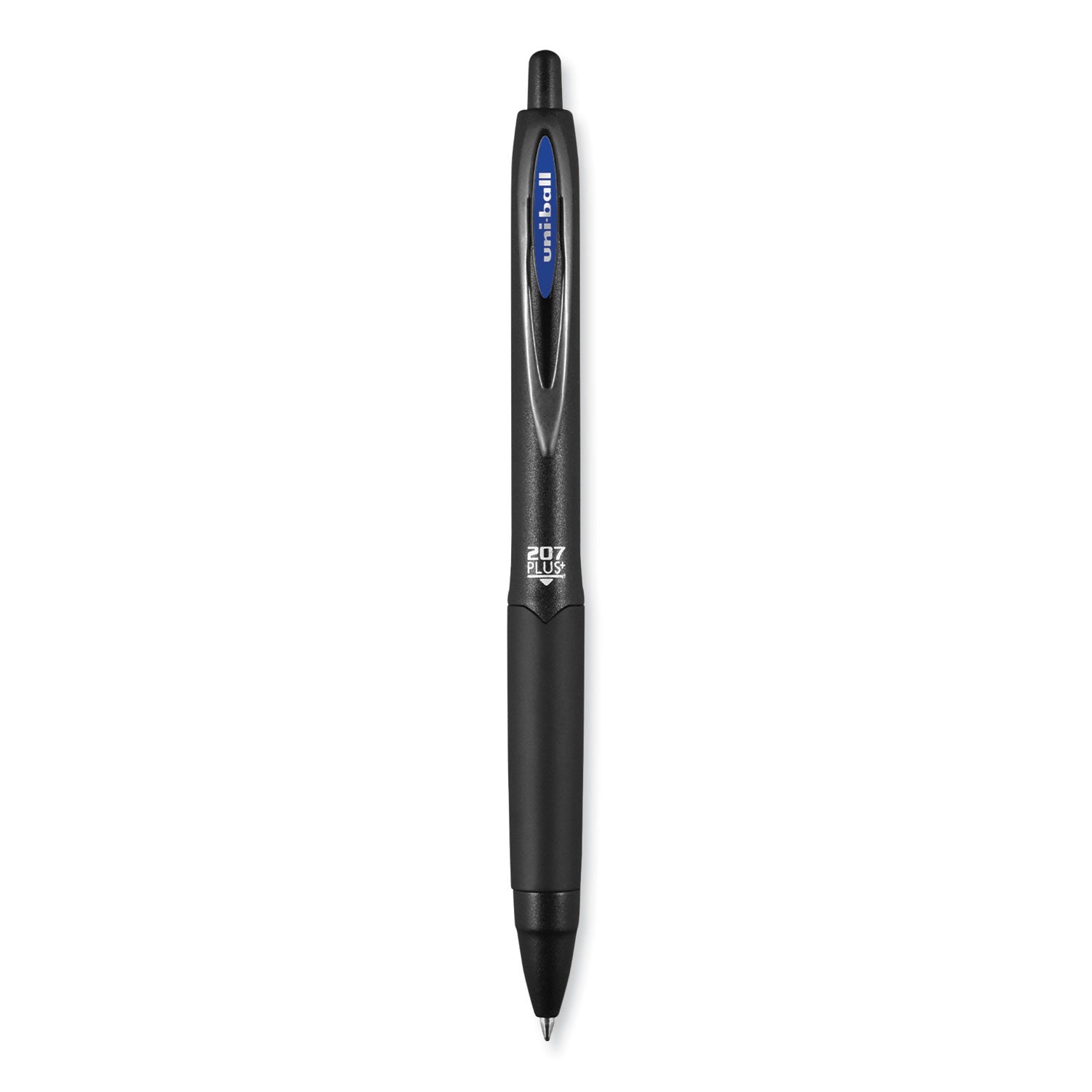 uni-ball 207 Plus+ Gel Pen, Retractable, Medium 0.7 mm, Blue Ink, Black Barrel, 4/Pack (70457)