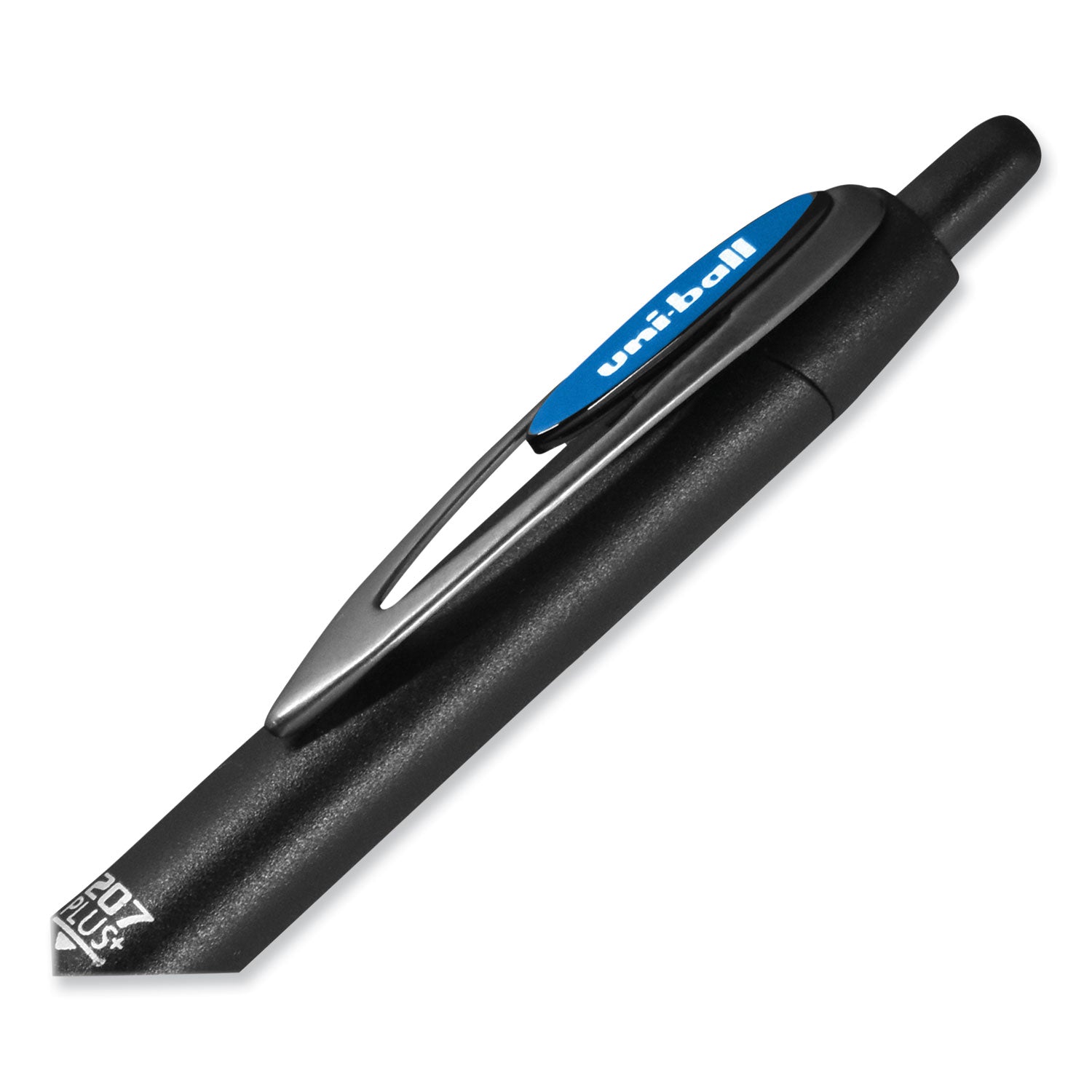 uni-ball 207 Plus+ Gel Pen, Retractable, Medium 0.7 mm, Blue Ink, Black Barrel, 4/Pack (70457)