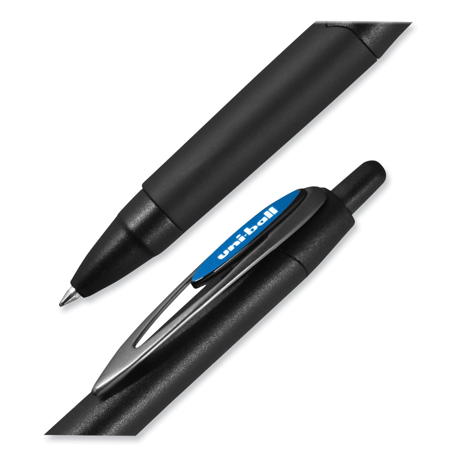 uni-ball 207 Plus+ Gel Pen, Retractable, Medium 0.7 mm, Blue Ink, Black Barrel, 4/Pack (70457)