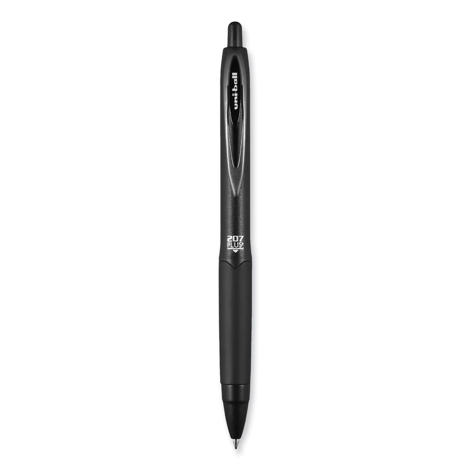 uni-ball 207 Plus+ Gel Pen, Retractable, Medium 0.7 mm, Black Ink, Black Barrel, 4/Pack (70460)