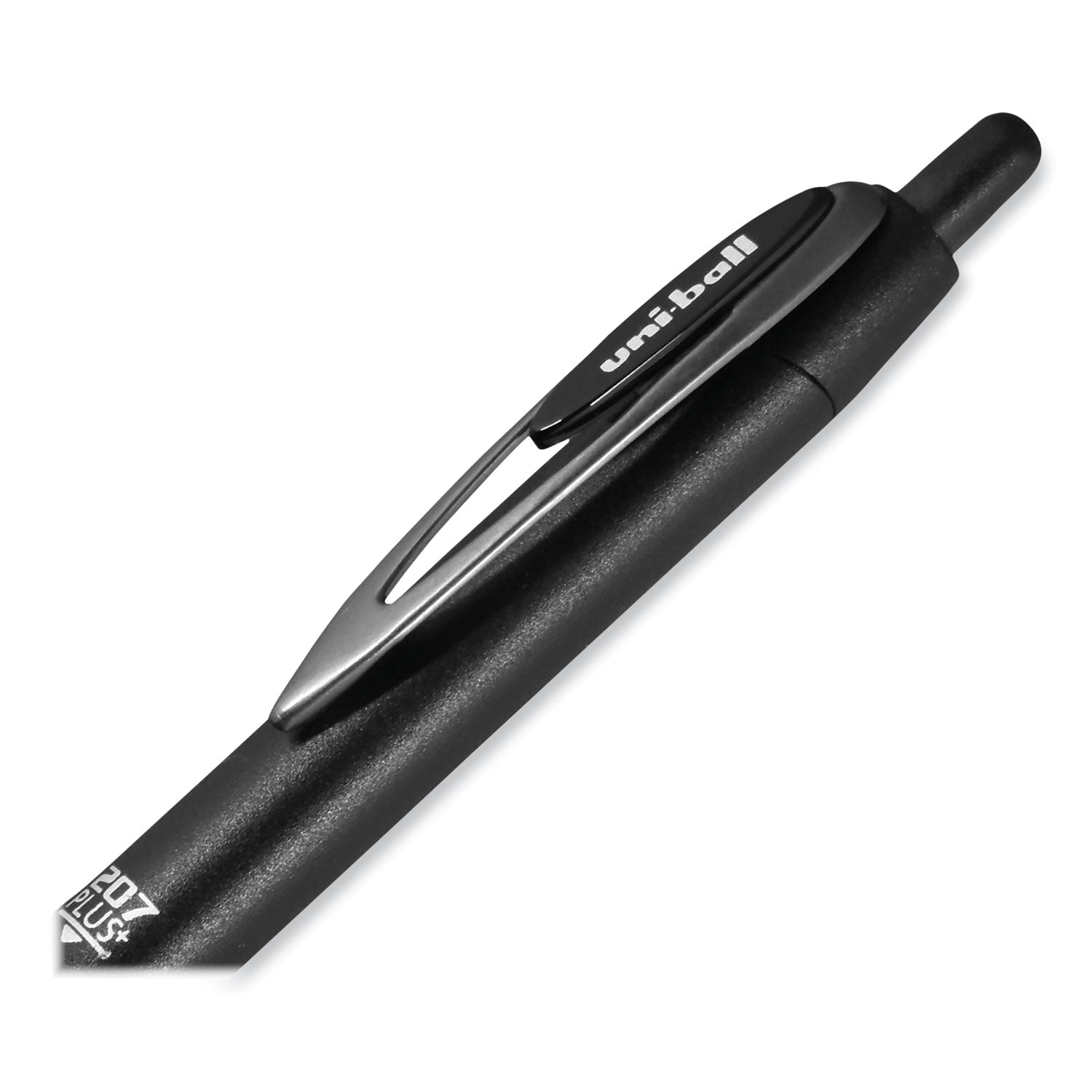 uni-ball 207 Plus+ Gel Pen, Retractable, Medium 0.7 mm, Black Ink, Black Barrel, 4/Pack (70460)