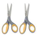 Westcott Titanium Bonded Scissors, 8" Long, 3.5" Cut Length, Straight Gray/Yellow Handle, 2/Pack (13901)