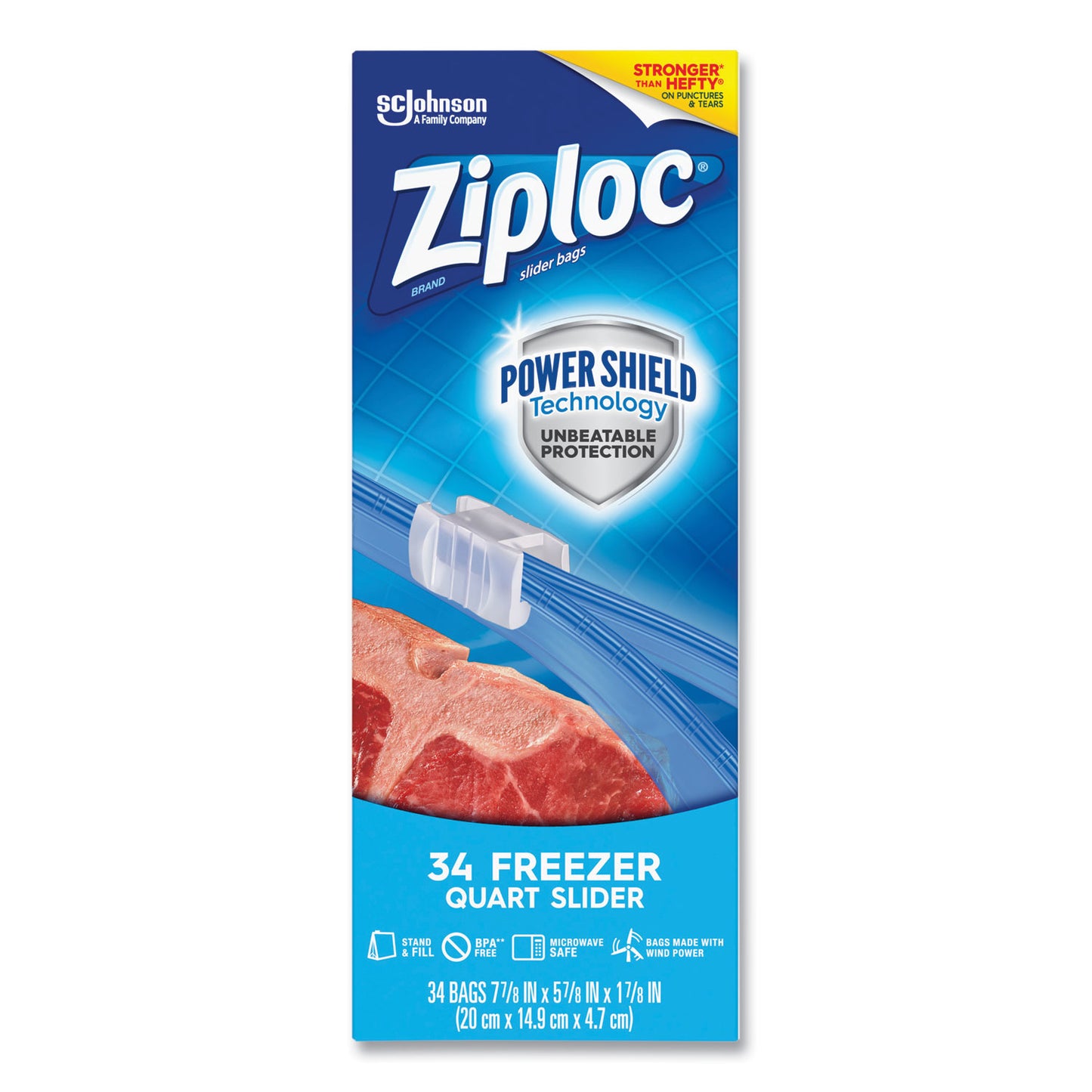 Ziploc Slider Freezer Bags, 32 oz, 5.88" x 1.88" x 7.88", Clear, 34/Box (316486)