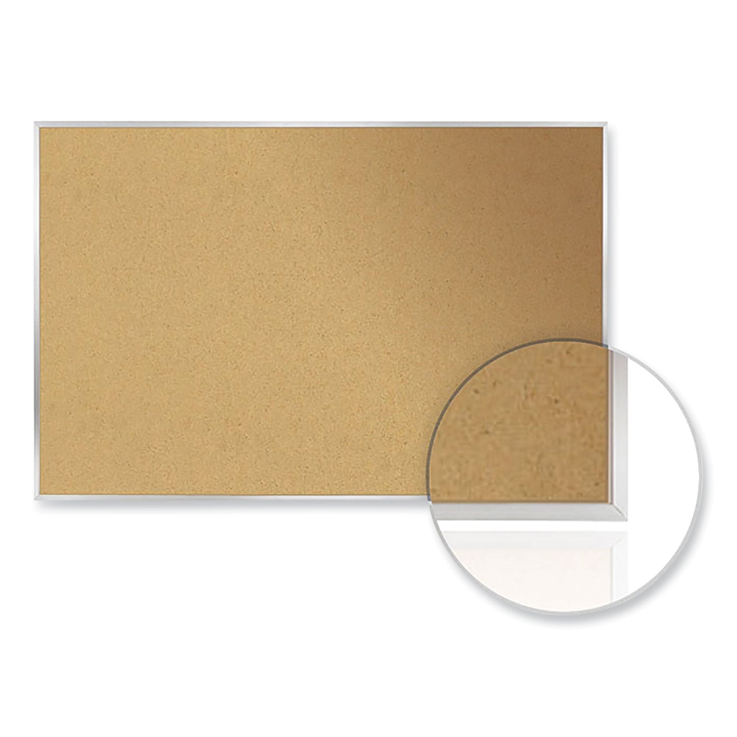 Ghent Aluminum-Frame Natural Corkboard, 24 x 18, Tan Surface, Satin Aluminum Frame (13181)