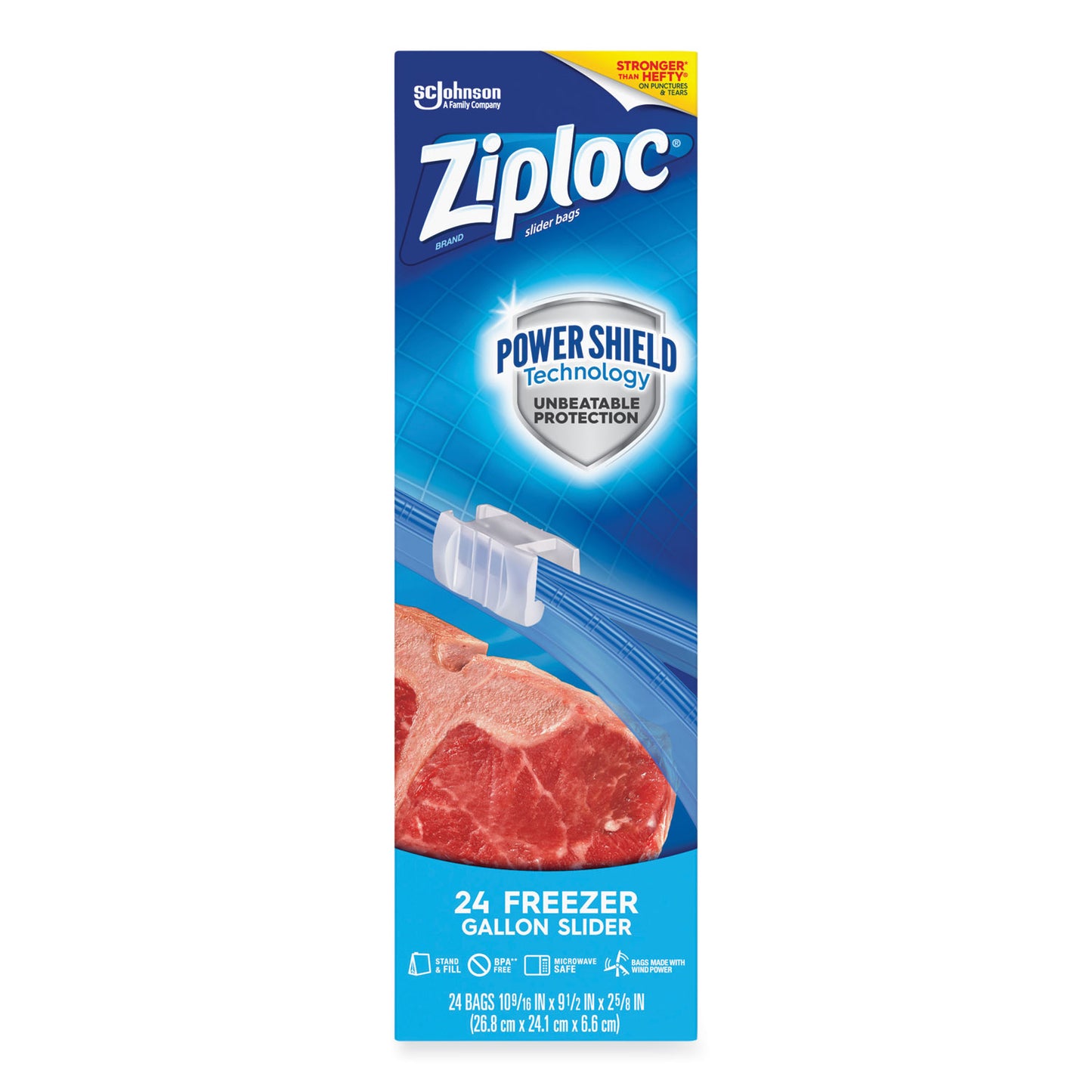 Ziploc Slider Freezer Bags, 1 gal, 9.5" x 2.63" x 10.56", Clear, 24/Box (316485)