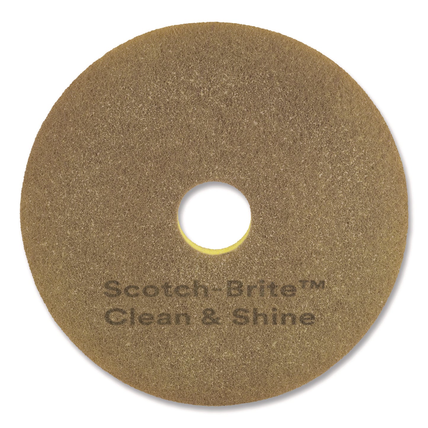 Clean And Shine Floor Pad, 12" Diameter, Brown/yellow, 5/carton