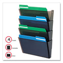 Deflecto DocuPocket Stackable Four-Pocket Wall File, 4 Sections, Letter Size, 13" x 4", Smoke (73402)