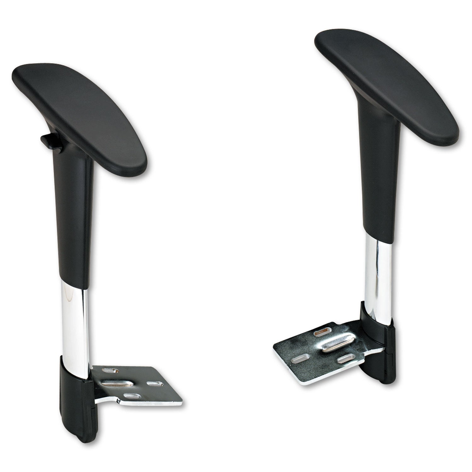 Optional Height-Adjustable T-Pad Arms for Safco Metro Extended-Height Chairs, Black/Chrome, 2/Set (3495BL)