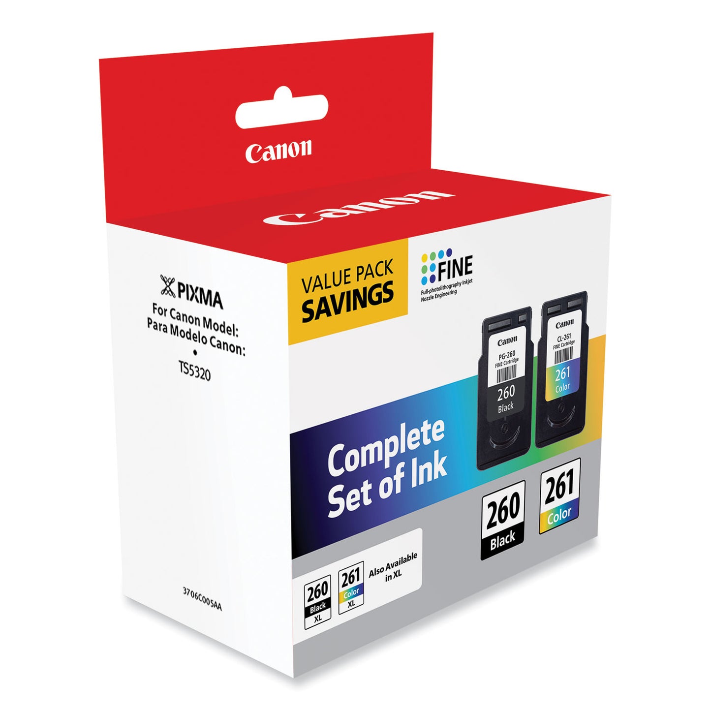 Canon 3725C006 (CL-261/PG-260) Ink, Black/Color