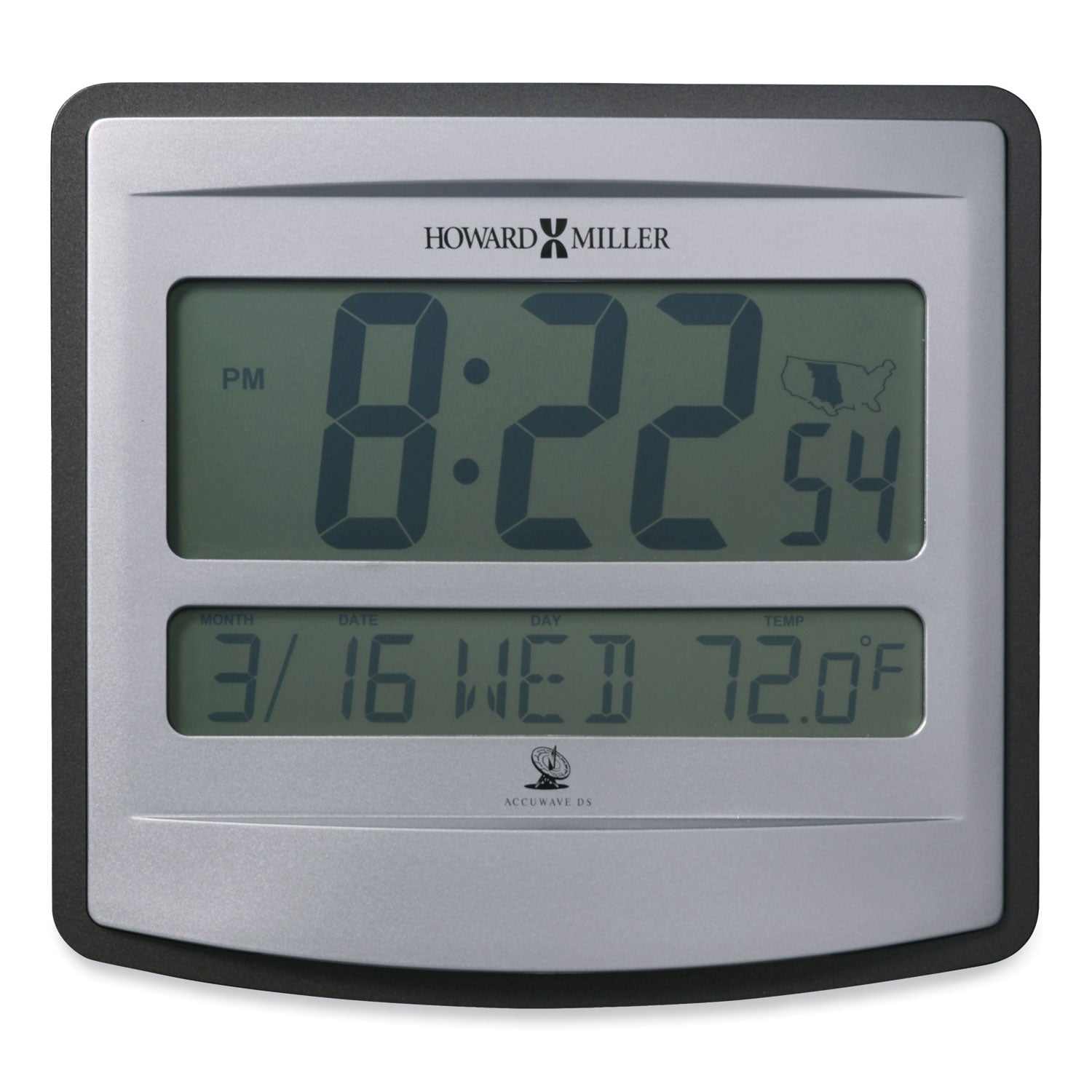 Howard Miller Nikita Wall Clock, Silver/Charcoal Case, 8.75" x  8", 2 AA (sold separately) (625780)