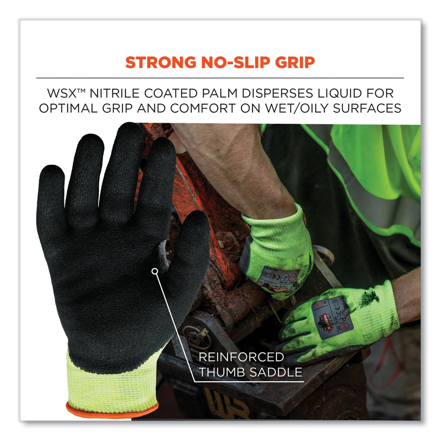 ergodyne ProFlex 7041 ANSI A4 Nitrile-Coated CR Gloves, Lime, Small, Pair (17812)