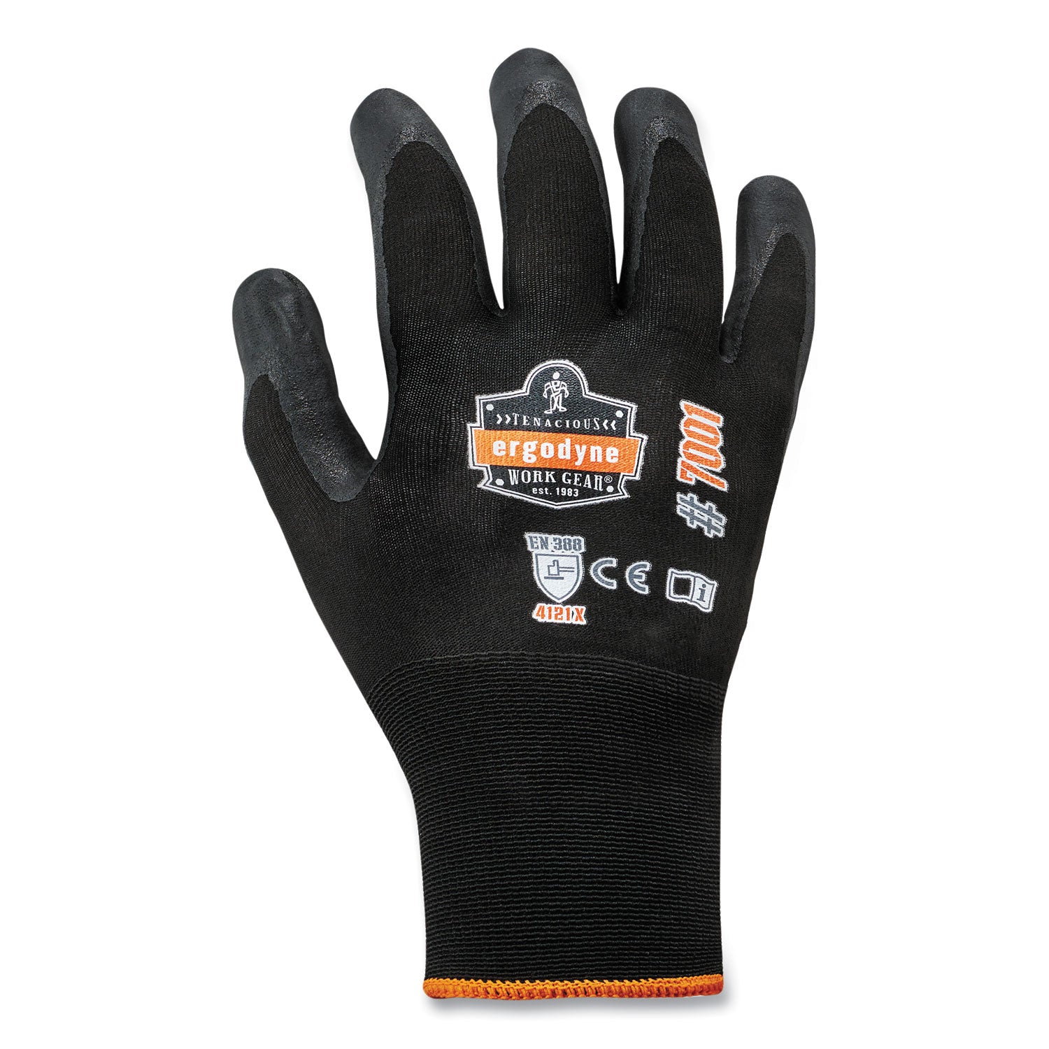 ergodyne ProFlex 7001-CASE Nitrile Coated Gloves, Black, X-Large, 144 Pairs/Carton (17855)