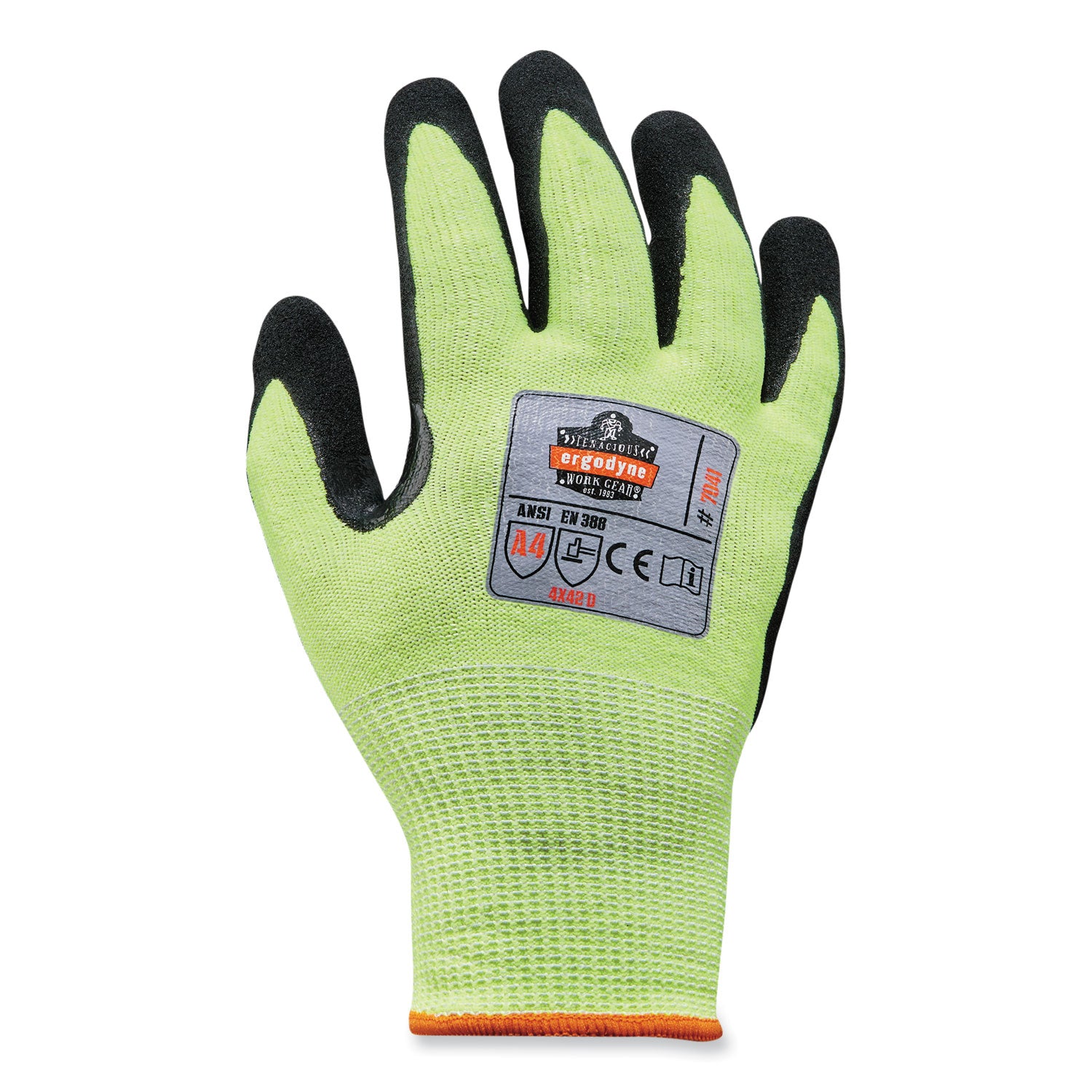 ergodyne ProFlex 7041 ANSI A4 Nitrile-Coated CR Gloves, Lime, Small, Pair (17812)