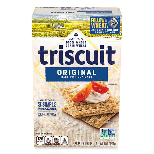 Triscuit Crackers Original with Sea Salt, 8.5 oz Box, 4 Boxes/Pack (22002004)