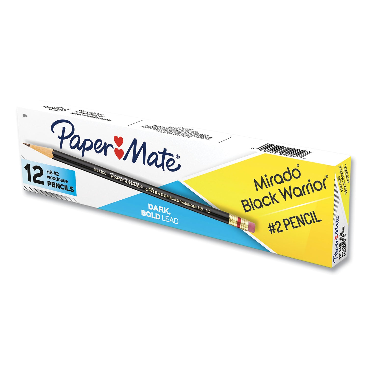 Paper Mate Mirado Black Warrior Pencil, HB (#2), Black Lead, Black Matte Barrel, Dozen (2254)