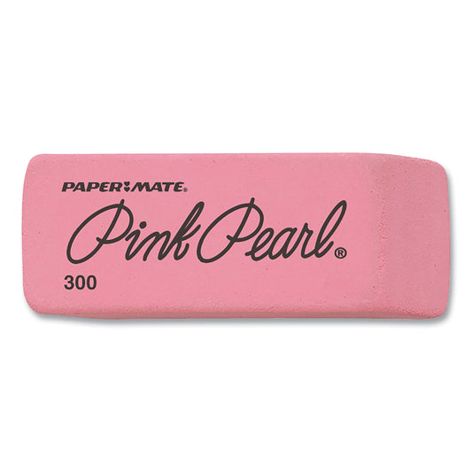 Paper Mate Pink Pearl Eraser, For Pencil Marks, Rectangular Block, Medium, Pink, 3/Pack (70502)