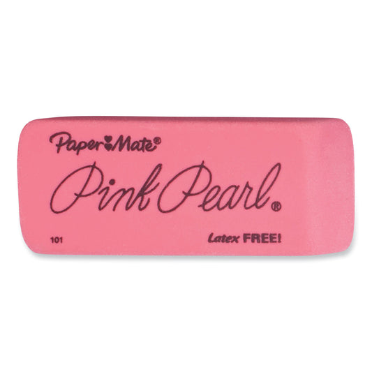 Paper Mate Pink Pearl Eraser, For Pencil Marks, Rectangular Block, Large, Pink, 12/Box (70521)