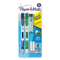 Paper Mate Clear Point Mechanical Pencils with Tube of Lead/Erasers, 0.9 mm, HB (#2), Black Lead, Assorted Barrel Colors, 2/Pack (1759214)