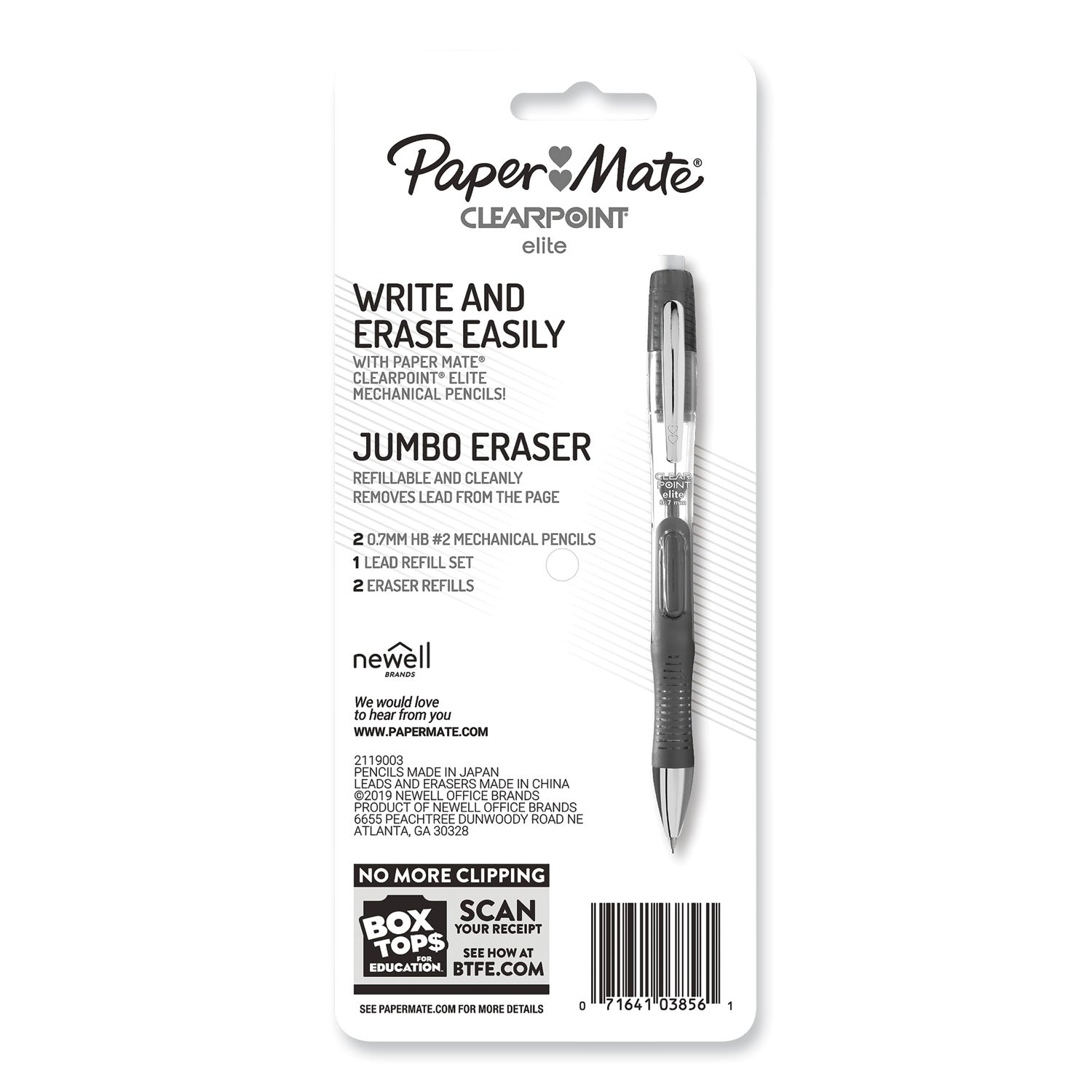 Paper Mate Clearpoint Elite Mechanical Pencils, 0.7 mm, HB (#2), Black Lead, Blue and Green Barrels, 2/Pack (1799404)