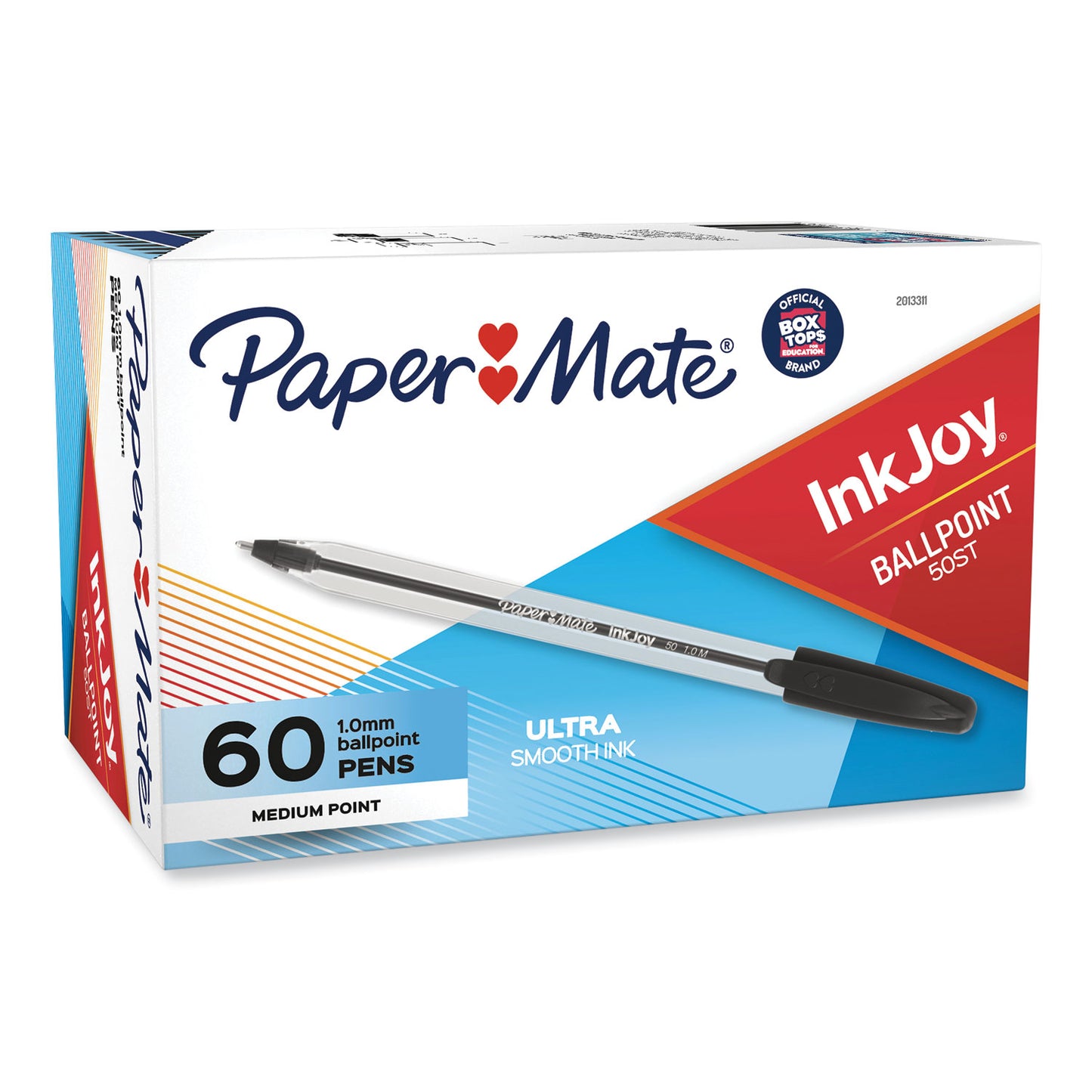 Paper Mate InkJoy 50ST Ballpoint Pen, Stick, Medium 1 mm, Black Ink, Clear Barrel, 60/Pack (2013311)