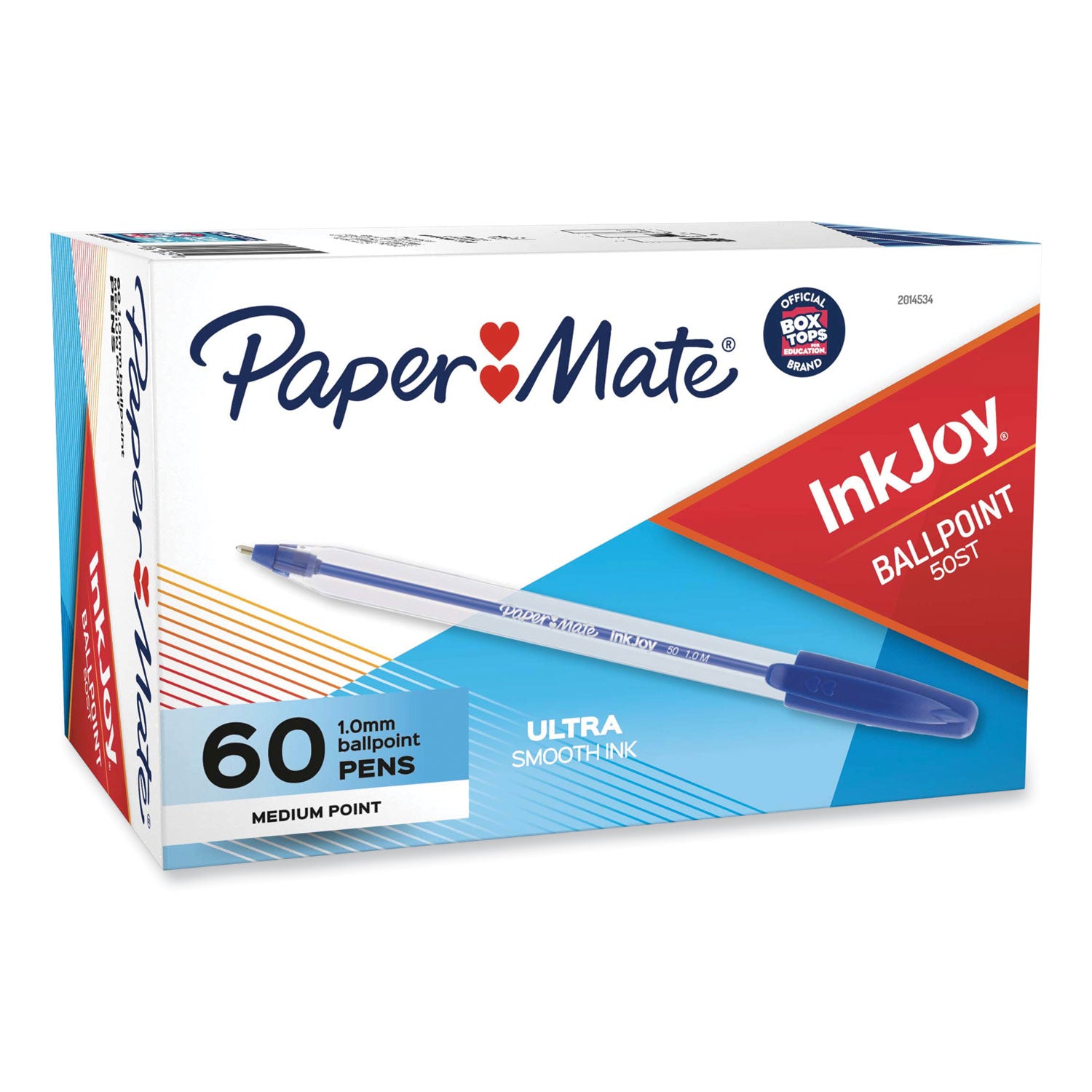 Paper Mate InkJoy 50ST Ballpoint Pen, Stick, Medium 1 mm, Blue Ink, Clear Barrel, 60/Pack (2014534)