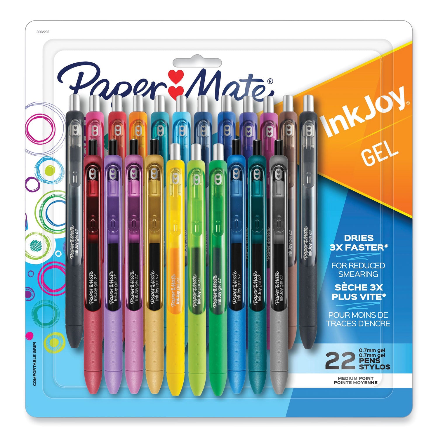 Paper Mate InkJoy Gel Pen, Retractable, Medium 0.7 mm, Assorted Ink and Barrel Colors, 22/Pack (2062225)