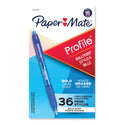 Paper Mate Profile Ballpoint Pen, Retractable, Bold 1.4 mm, Blue Ink, Translucent Blue Barrel, 36/Pack (2083008)