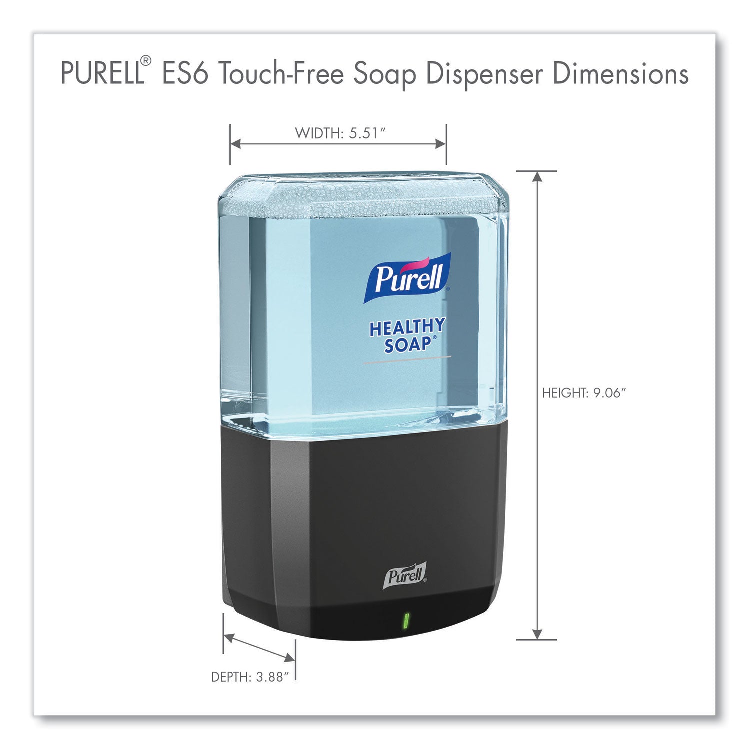 PURELL ES6 Soap Touch-Free Dispenser, 1,200 mL, 5.25 x 8.8 x 12.13, Graphite (643401)