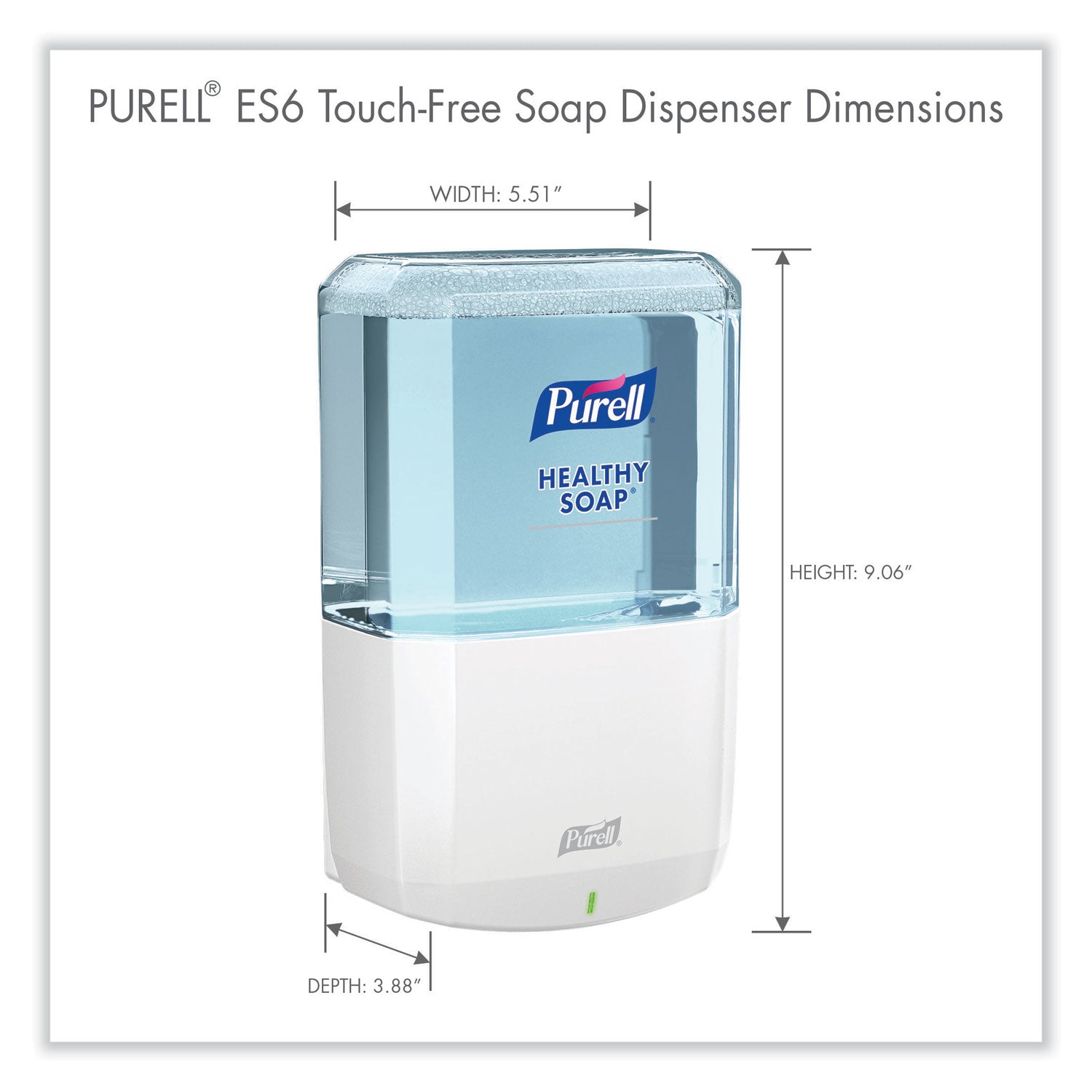 PURELL ES6 Soap Touch-Free Dispenser, 1,200 mL, 5.25 x 8.8 x 12.13, White (643001)