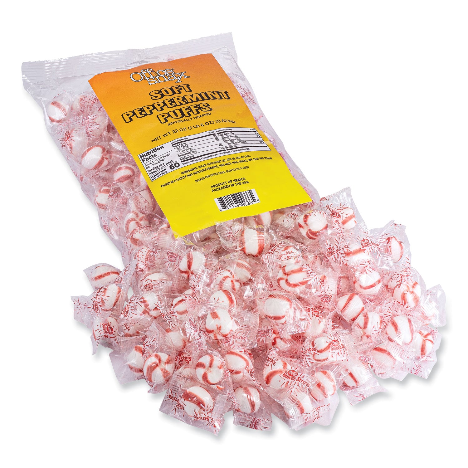 Office Snax Candy Assortments, Soft Peppermint Puffs, 22 oz Bag (00666)