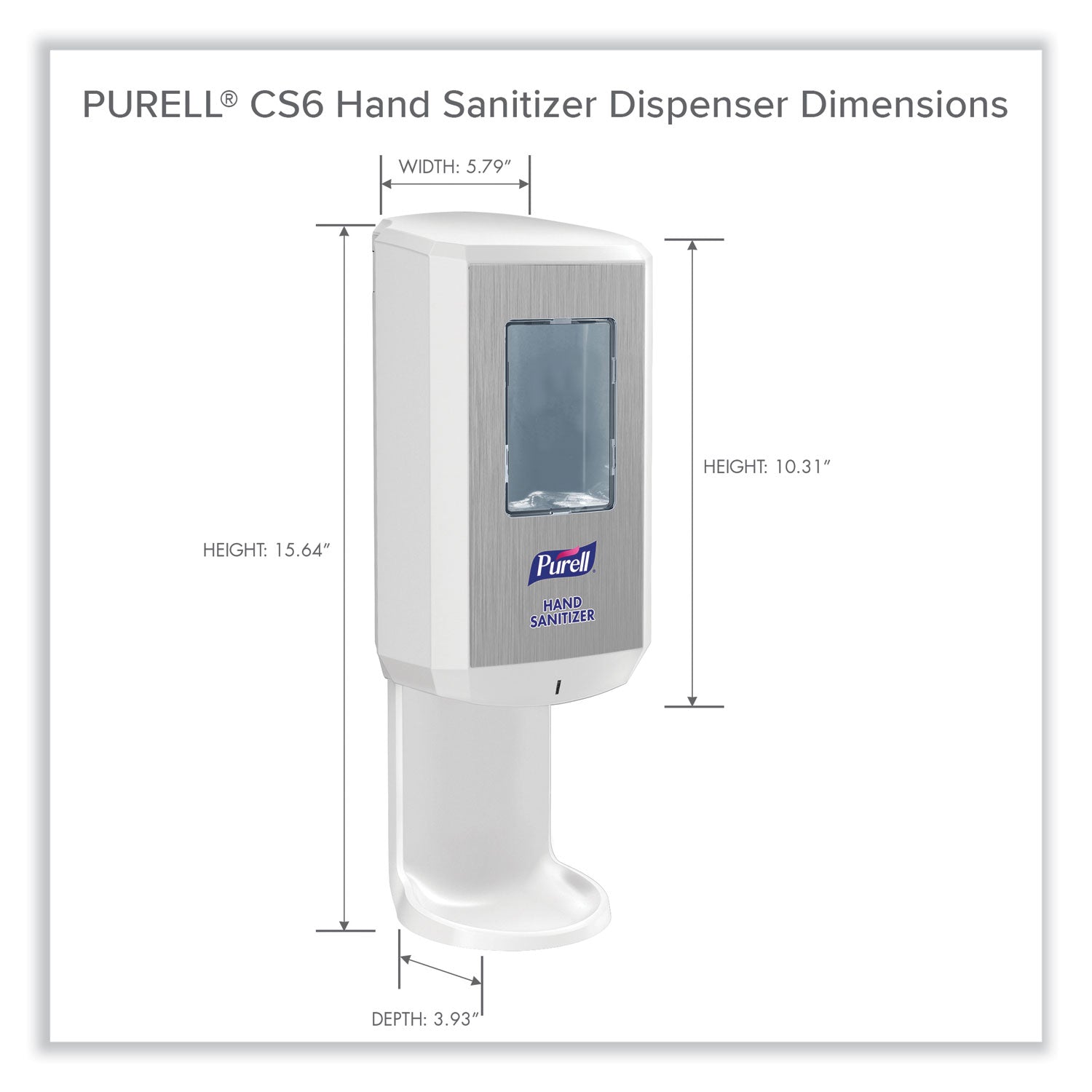 PURELL CS6 Hand Sanitizer Dispenser, 1,200 mL, 5.79 x 3.93 x 15.64, White (652001)