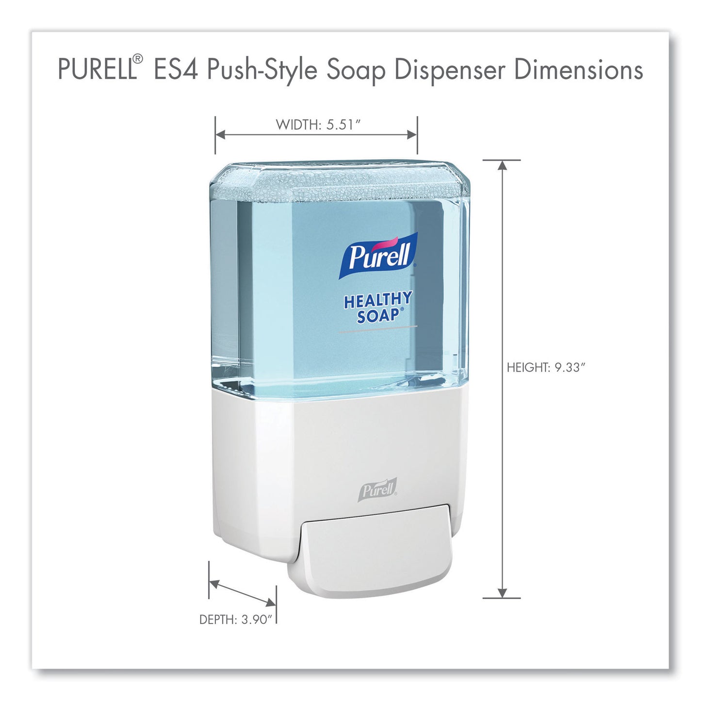 PURELL ES4 Soap Push-Style Dispenser, 1,200 mL, 4.88 x 8.8 x 11.38, White (503001)