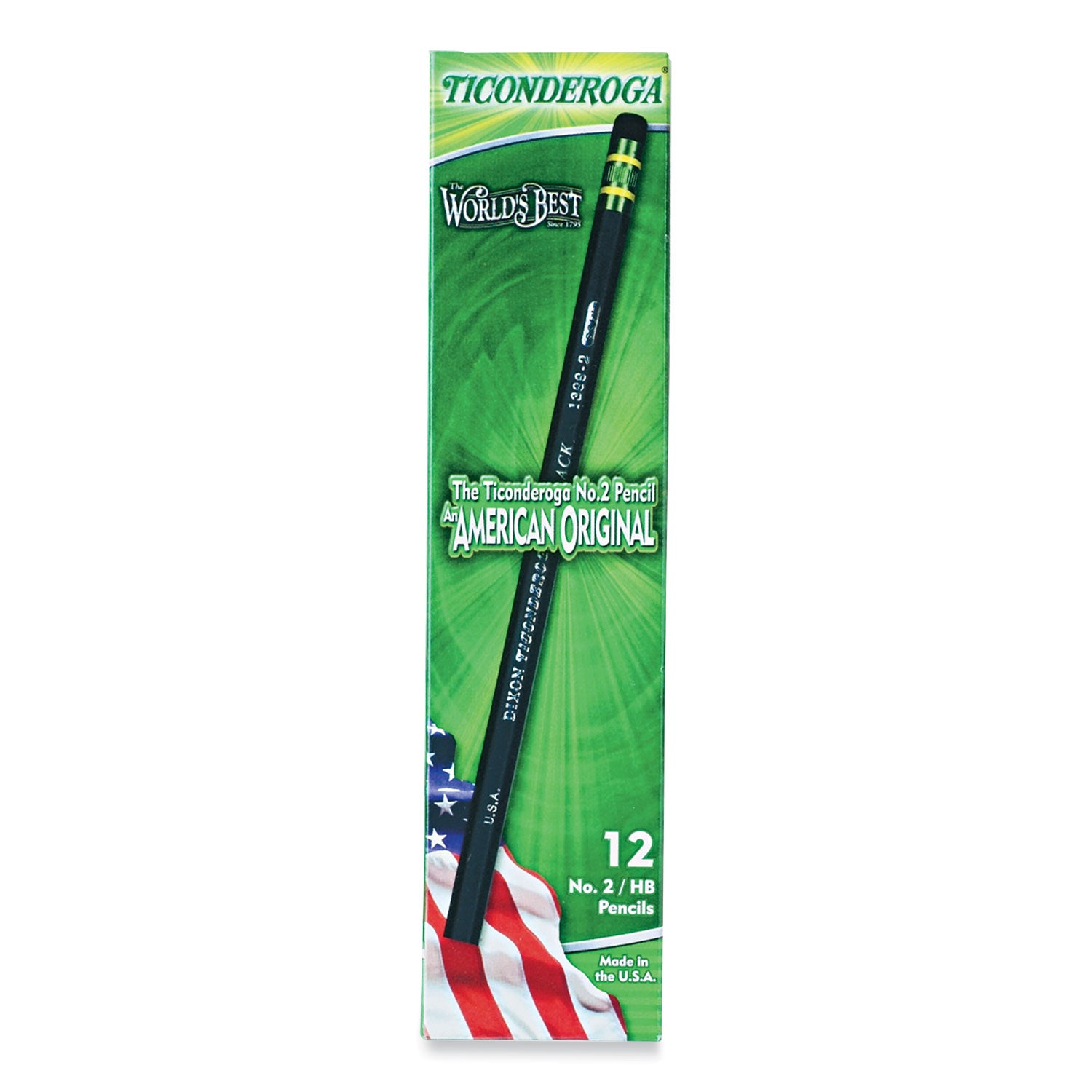 Ticonderoga Pencils, HB (#2), Black Lead, Black Barrel, Dozen (13953)