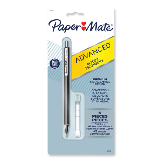 Paper Mate Advanced Mechanical Pencils, 0.5 mm, HB (#2), Black Lead, Gun Metal Gray Barrel (2128197)