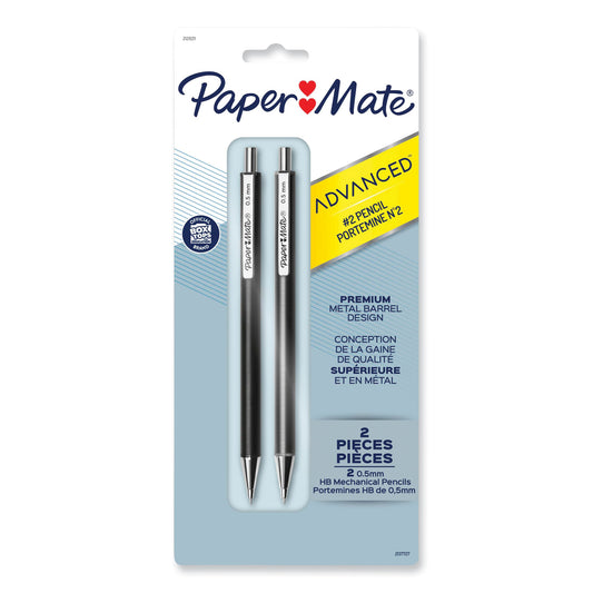 Paper Mate Advanced Mechanical Pencils, 0.5 mm, HB (#2), Black Lead, Black