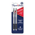 Paper Mate Profile Ballpoint Pen, Retractable, Medium, 1 mm, Black Ink, Black/Silver Barrel, 2/Pack (2130513)