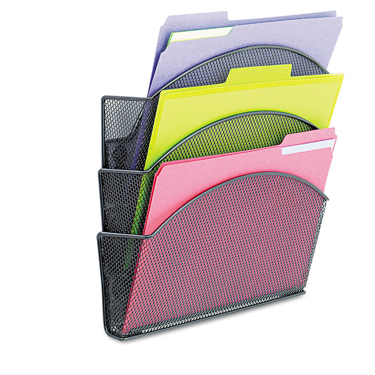 Safco Onyx Magnetic Mesh Panel Accessories, 3 File Pocket, 13 x 4.25 x 13.5. Black (4175BL)