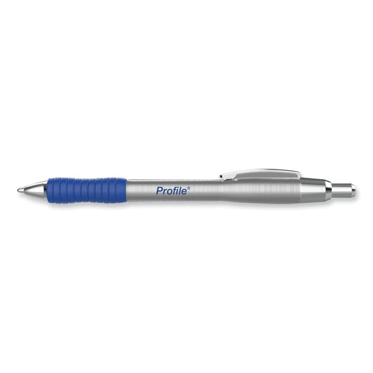 Paper Mate Profile Ballpoint Pen, Retractable, Medium 1 mm, Blue Ink, Blue/Silver Barrel, 2/Pack (2130519)