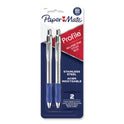 Paper Mate Profile Ballpoint Pen, Retractable, Medium 1 mm, Blue Ink, Blue/Silver Barrel, 2/Pack (2130519)