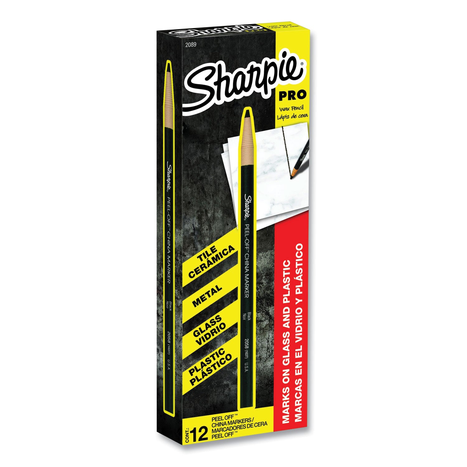 Sharpie Peel-Off China Markers, Black, Dozen (2089)