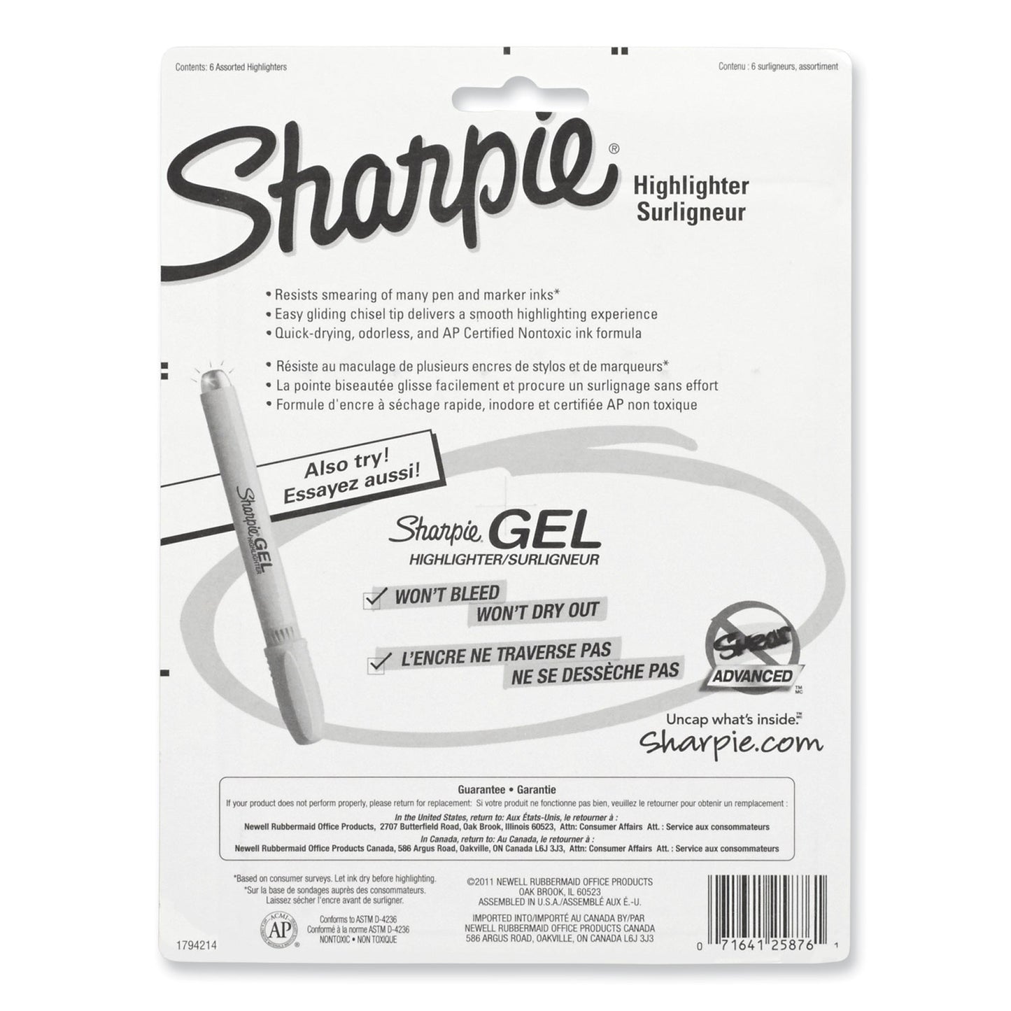 Sharpie Tank Style Highlighters, Assorted Ink Colors, Chisel Tip, Assorted Barrel Colors, 6/Set (25876PP)