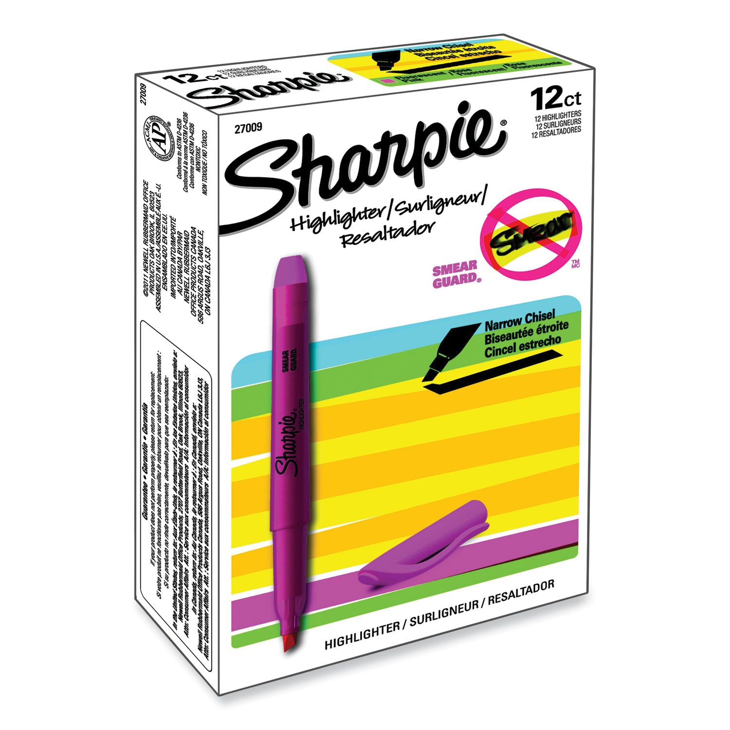 Sharpie Pocket Style Highlighters, Fluorescent Pink Ink, Chisel Tip, Pink Barrel, Dozen (27009)
