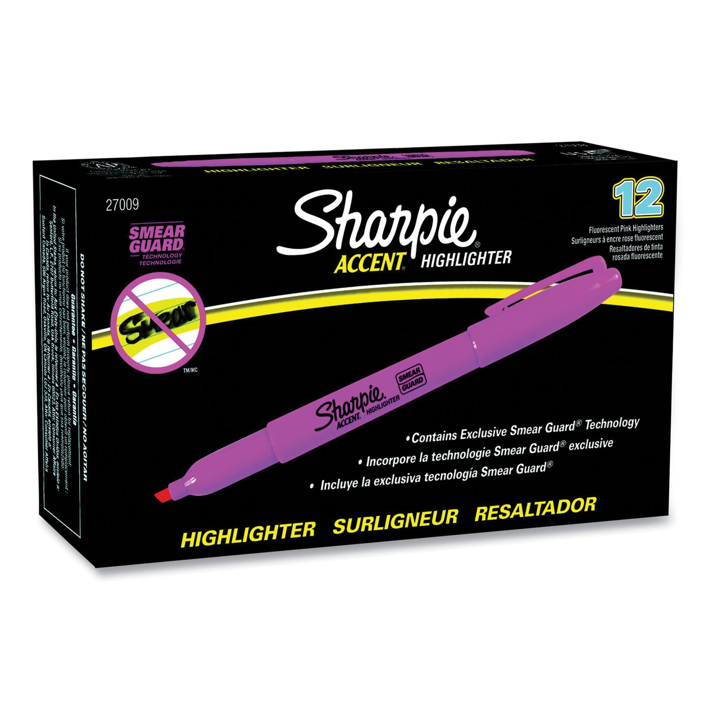 Sharpie Pocket Style Highlighters, Fluorescent Pink Ink, Chisel Tip, Pink Barrel, Dozen (27009)