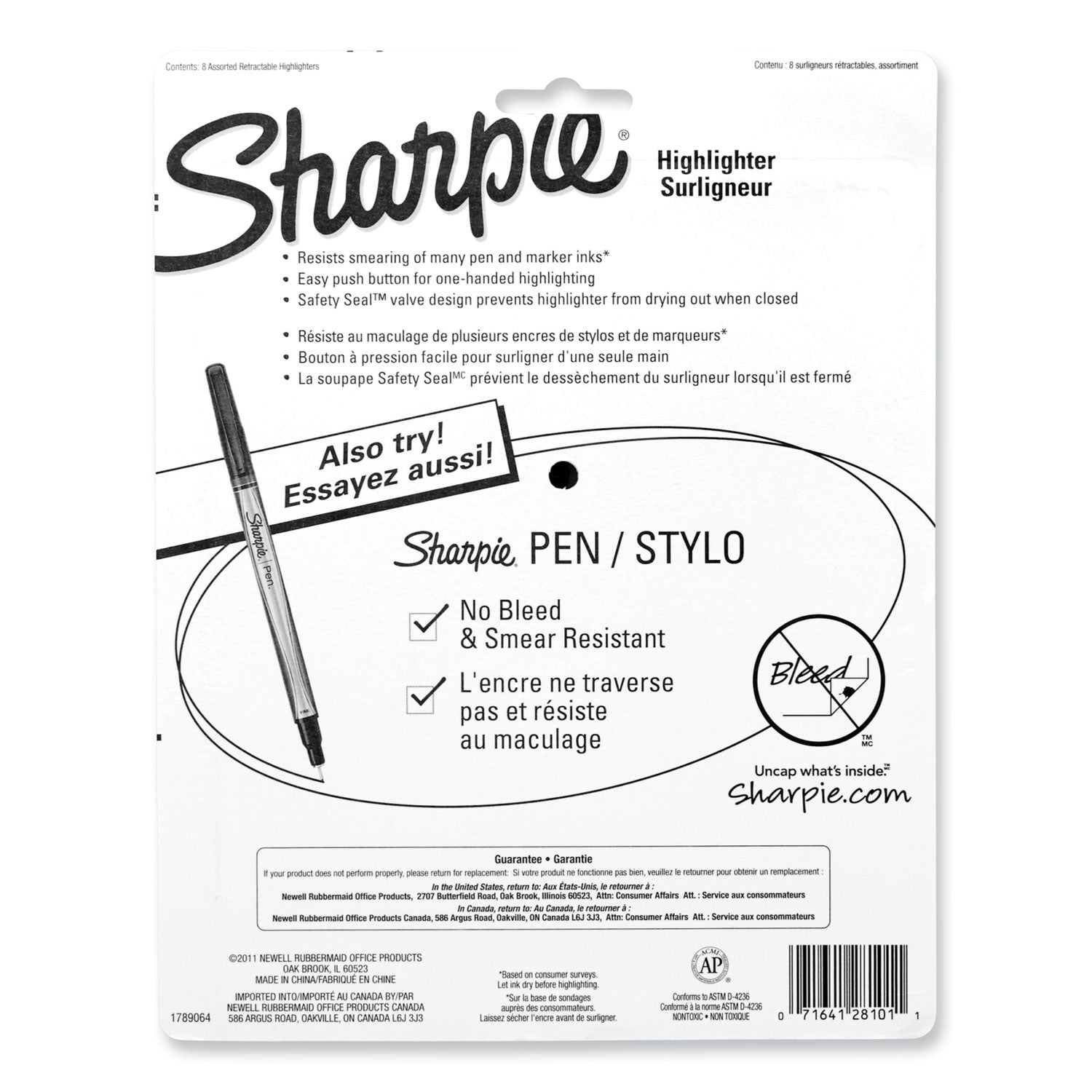 Sharpie Retractable Highlighters with Storage Pouch, Assorted Ink Colors, Chisel Tip, Assorted Barrel Colors, 8/Set (28101)