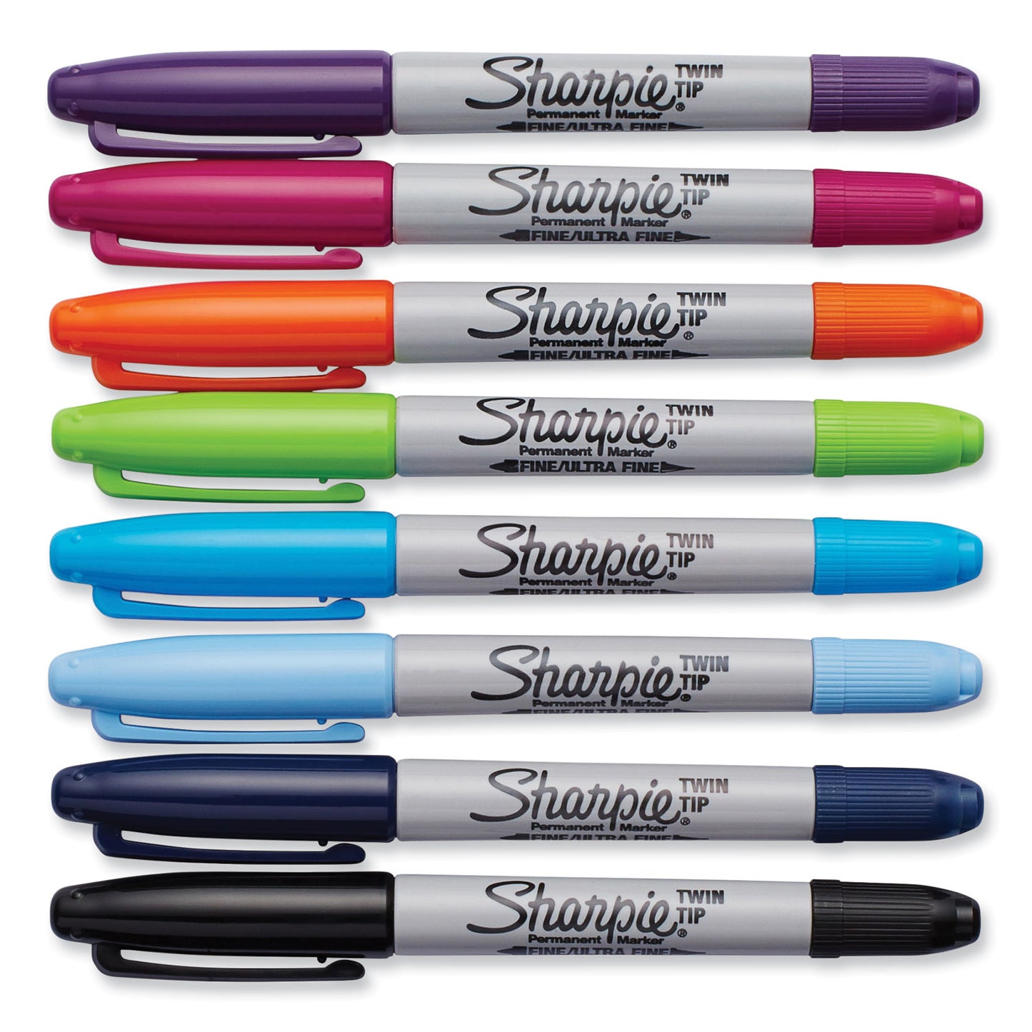 Sharpie Twin-Tip Permanent Marker, Extra-Fine/Fine Bullet Tips, Assorted Colors, 8/Set (33861PP)